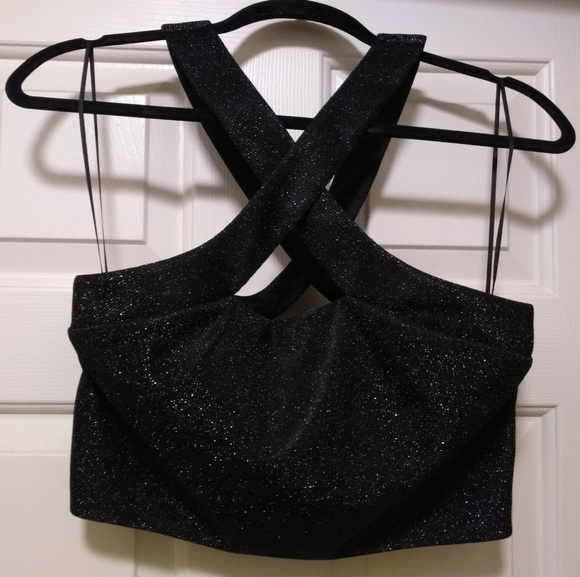 NWOT Sparkle, Criss-Cross Crop Top Racerback Tank - Picture 2 of 11